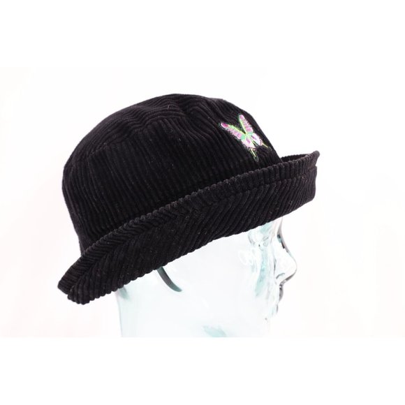 Vintage 90s Streetwear Faded Butterfly Corduroy Bucket Hat Cap Black Womens S/M main image 8